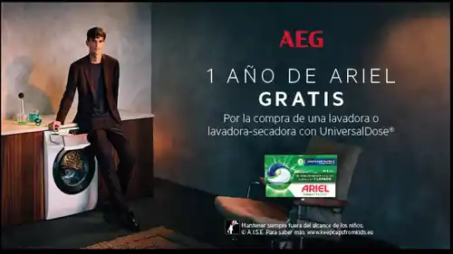 🧼✨ 1 año de Ariel Pods gratis al comprar lavadoras AEG 🌀🎁
