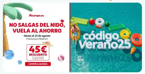 25€ de descuento directo en tu primera compra superior a 100€ (Alcampo)