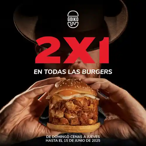 🍔🔥 ¡2x1 en TODAS las hamburguesas de Goiko! 😍