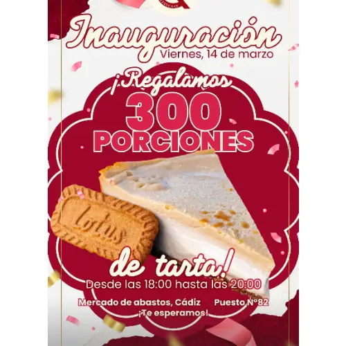 🍰🎉 ¡300 porciones de Tarta de Queso GRATIS en Quesarte Cheesecake! 🎁🧀(Cádiz - 14/03 - Inauguración )