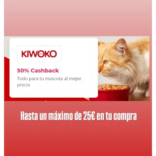🐾 50% Cashback en Kiwoko – Consigue hasta 25€ de vuelta en tus compras online
