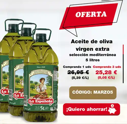 🛒Código descuento La Española: 5€ menos por la compra de 3 garrafas de Aceite de Oliva Virgen Extra✨