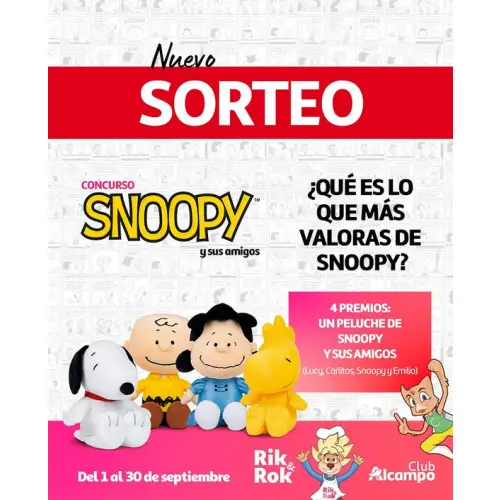 🛒💖 Consigue tu peluche de Snoopy con el sorteo de Alcampo 🐾