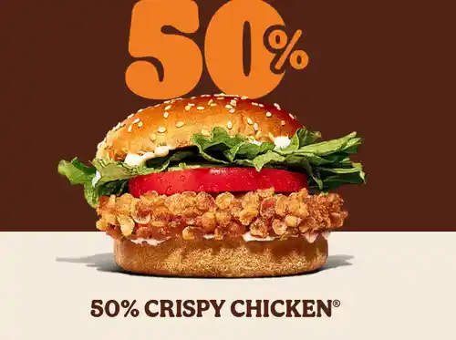 🍗🔥 ¡Crispy Chicken con un 50% de DESCUENTO por tiempo limitado en Burger King! 💥🎉