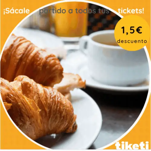 🥐☕ ¡Disfruta de tu desayuno y consigue 1,50€ de reembolso con la APP TIKETI! 💰🎉 (Solo 31-01-2025)