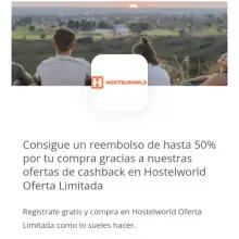 💸 ¡Hasta un 50% de cashback en Hostelworld con TopCashback! 🌍 (Hoteles)