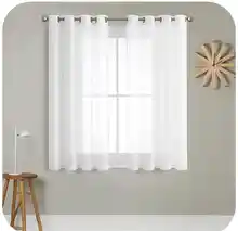 MRTREES Cortina para Ventana Dormitorio Translúcidas Visillos Paneles para Ventanas Sala para Niños Sala Comedor 2 Piezas 140×137cm Blanco