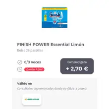 🧼 Pastillas Finish Power Essential Limón casi GRATIS en Mercadona con Gelt