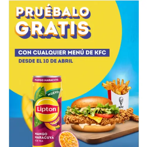 🍗🥤 ¡Prueba GRATIS Lipton Mango Maracuyá con cualquier menú KFC! 😋