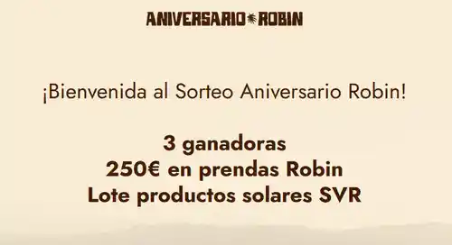 🎉 Robin sortea 3 vales de 250 € 💳 + lotes de solares SVR ☀️🧴 ¡Participa ya!