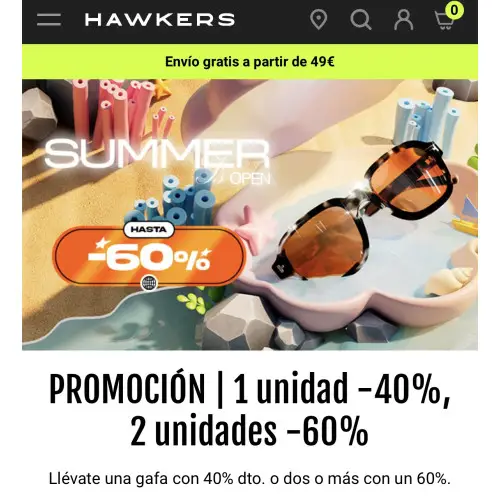 1 unidad -40%, 2 o más -60% HAWKERS