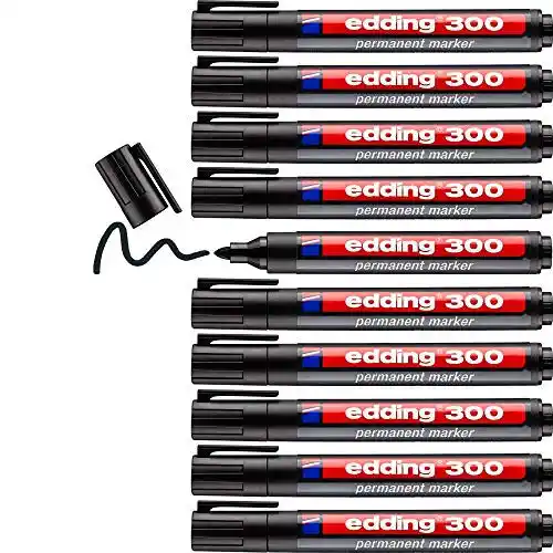 10 rotuladores edding 300 marcador permanente - negro - punta redonda 1,5-3 mm
