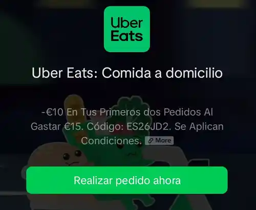 ¡10€ DESCUENTO EN UBER EATS! Primeros pedidos (Leer descripción)