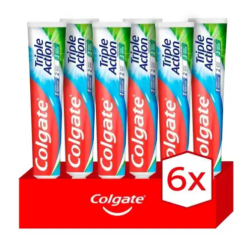 Colgate Triple Acción Pack Ahorro: Pasta de Dientes Anticaries 75ml x 6