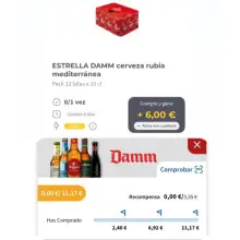 14 latas estrella damm por 2,58€ (Carrefour cuentas seleccionadas + Gelt)