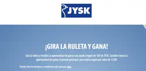 ¡15 oportunidades de ganar en JYSK! Sortean 14 tarjetas de regalo de 10€ y ¡una de 1.250€! (sorteos)