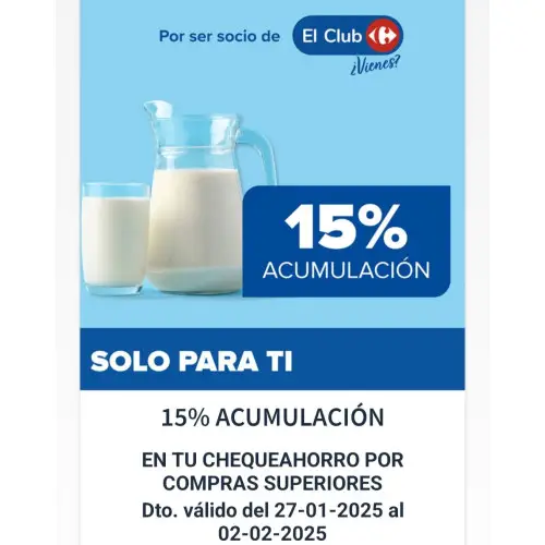 15% DE DESCUENTO EN LECHE CARREFOUR
