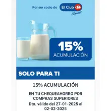 15% DE DESCUENTO EN LECHE CARREFOUR