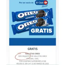 2 paquetes de galletas oreo gratis en Carrefour (por compras)