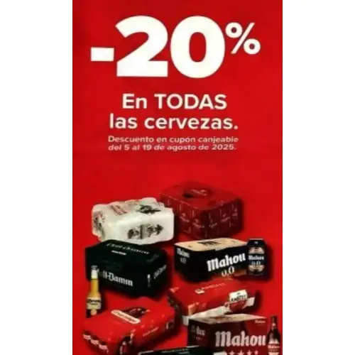 20% de descuento en todas las cervezas (Próximamente en Carrefour)