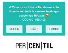 20% en todo (excepto novedades) en Percentil