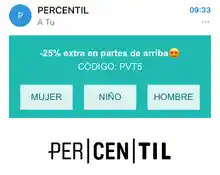 25% en partes de arriba | Percentil