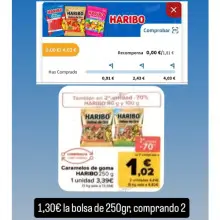 250gr de caramelos Haribo por 1,30€ (Carrefour cuentas seleccionadas)