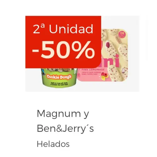 2a Unidad de helados Magnum al 50% en el Corte inglés