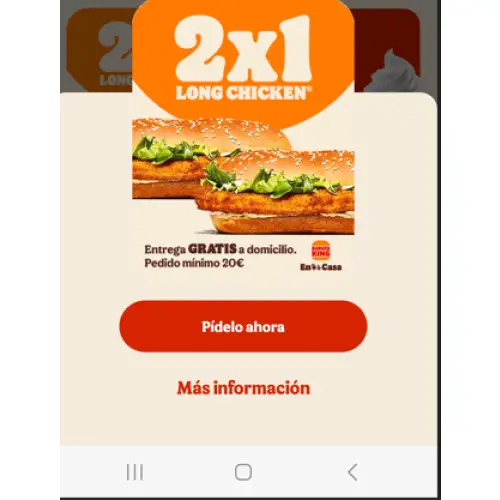 2x1 en Long Chicken gracias a Burguer King