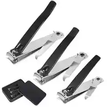 3 Piezas Cortaúñas con Caja de Regalo, Profesional Cortauñas para Pies y Dedos, Cortauñas de Acero Inoxidable para Hombre Mujer y Niños(Negro)