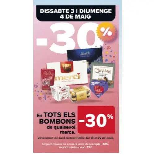 30% de descuento en bombones, solo este fin de semana en Carrefour