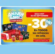 30% de descuento en todos los refrescos de cola (Carrefour 25/9)