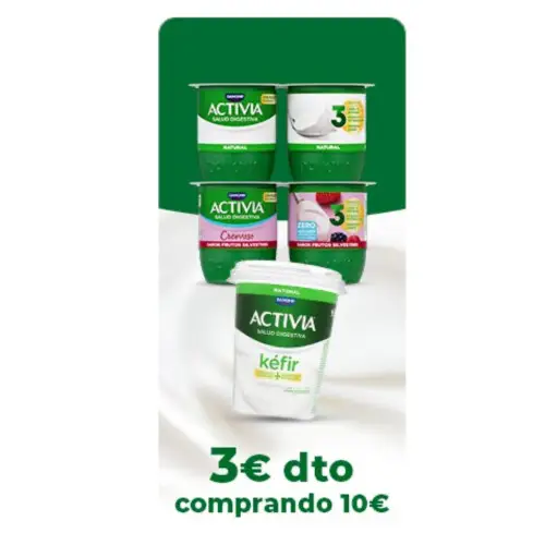 3€ de descuento comprando 10€ de Activia en DÍA