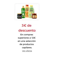 3€ DE DESCUENTO En compras superiores a 12€ en una selección de productos capilares Introduce este cupón al finalizar tu pedido  CAPILARDTO