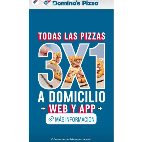 3x1 DOMINO'S PIZZA DOMICILIO WEB Y APP