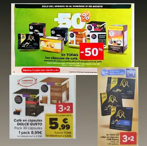 3x1 en cápsulas Dolce Gusto y L'or (Carrefour 30 y 31/8)