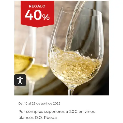 🍷 ¡40% de regalo en vinos blancos D.O. Rueda 75 cl por compras de +20 € en el Corte Inglés!