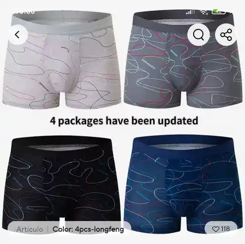 Paquete de 4 boxers estampados de talla europea y americana para hombre