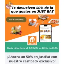 Comida GRATIS: ¡50% cashback en Just Eat + 5€ de regalo por registrarte!