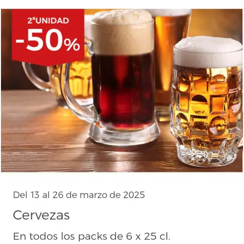 -50% cervezas En los packs de 6 x 25 cl. - El corte inglés