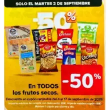 50% de descuento en frutos secos (Carrefour, solo el 2/9)