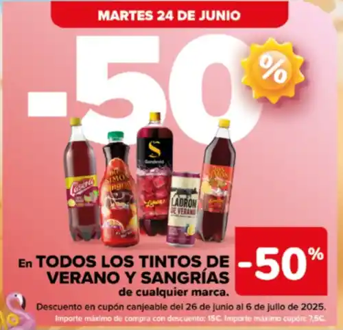 50% de descuento en tinto de verano y sangría (Carrefour 24/06)