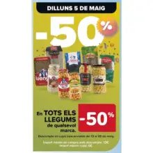 50% de descuento en todas las legumbres y 3x1 en algunas variedades (solo 5/5 en Carrefour)