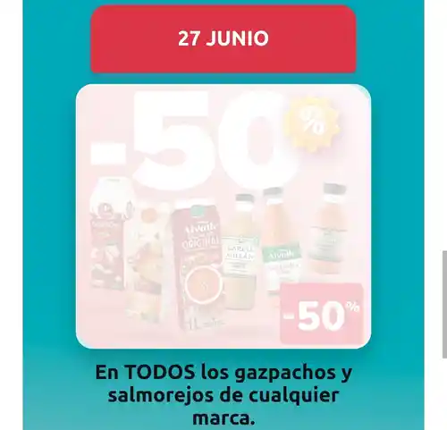 50% de descuento en todos los gazpachos y salmorejos (Carrefour)