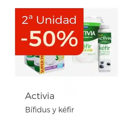 50% en segunda unidad de Activia en el Corte inglés