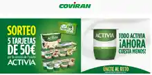 ¡50€ para gastar en Covirán! Participa en el sorteo de Activia y gana una de las 5 tarjetas regalo. (sorteo por compra)