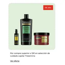5€ de descuento Por compra superior a 12€ en selección de cuidado capilar Tresemme