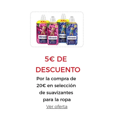 5€ DE DESCUENTO Por la compra de 20€ en selección de suavizantes para la ropa
