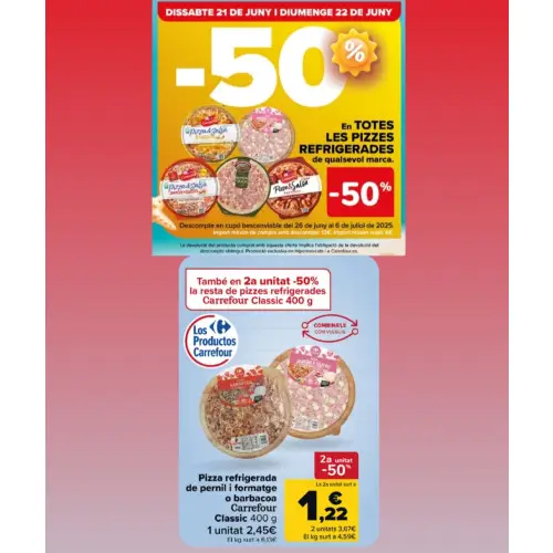 63% de descuento en pizza refrigrerada Carrefour (21 y 22/6)