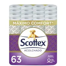 63 Rollos Scottex Acolchado Papel Higiénico